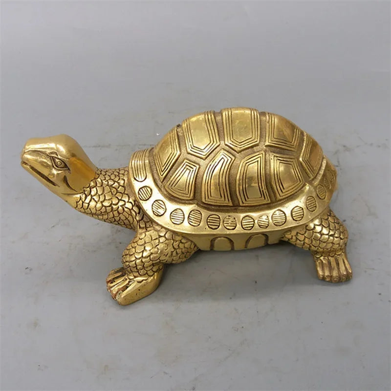 Brass Feng Shui Turtle Tortoise Statue Lucky Animal Sculpture for Longevity Home Office Decoration Figurine Gift Study ornament