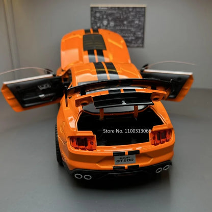 1/18 Mustang GT500 Toys Model Car Alloy Diecasts Vehicle Model with Light and Sound Super Sport Car for Boys Birthday Gifts