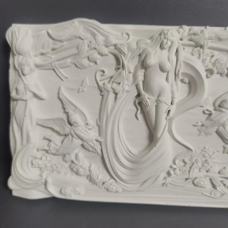Gypsum Abstract Art Ornament "Mermaid" European Style Creative Relief Niche Home Accessories Ins Style Desktop Statue Ornaments