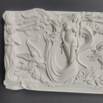 Gypsum Abstract Art Ornament "Mermaid" European Style Creative Relief Niche Home Accessories Ins Style Desktop Statue Ornaments