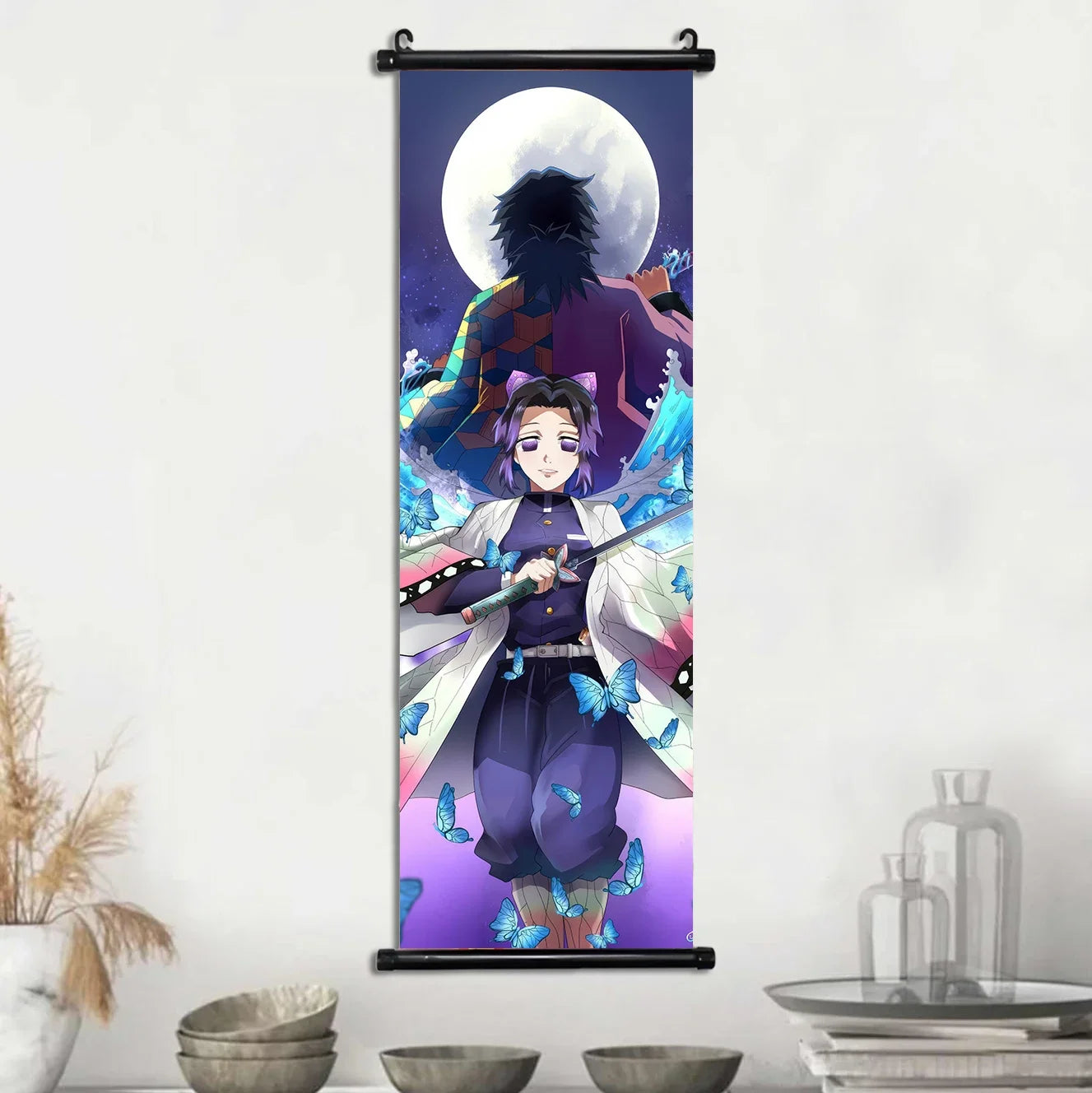 Demon Slayer Hashira Nezuko Agatsuma Zenitsu Inosuke Scroll Canvas Wall Hanging Painting Home Decor Anime Poster Wall Art Room