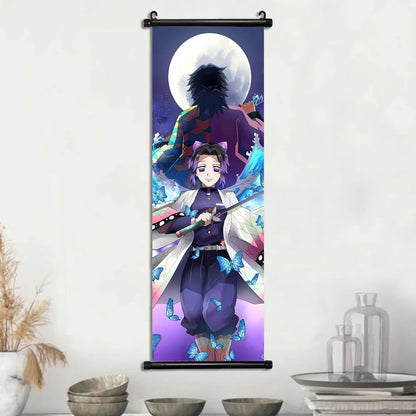 Demon Slayer Hashira Nezuko Agatsuma Zenitsu Inosuke Scroll Canvas Wall Hanging Painting Home Decor Anime Poster Wall Art Room