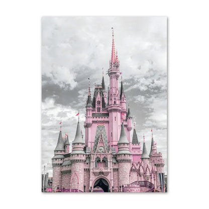 Paris Flower France City Building Posters and Prints Castle Pink and Black Wall Art Nordic Canvas Painting Pictures Room Decor