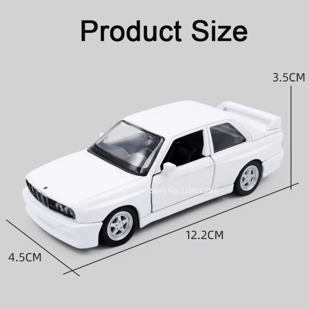 1:36 BMW M3 1987 Alloy Car Model Diecast Toy Rubber Tires Wheel Pull Back Vehicles 2 Doors Opened Cars for Boys Birthday Gifts