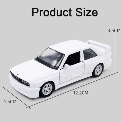 1:36 BMW M3 1987 Alloy Car Model Diecast Toy Rubber Tires Wheel Pull Back Vehicles 2 Doors Opened Cars for Boys Birthday Gifts