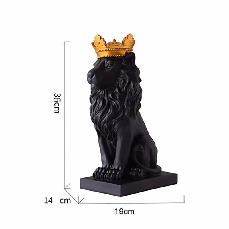 Lion Animal Figurines Resin Crown Lions Statue Handmade Artwork Gift Home Office Decor Ornament Living Room Desk Home Decor
