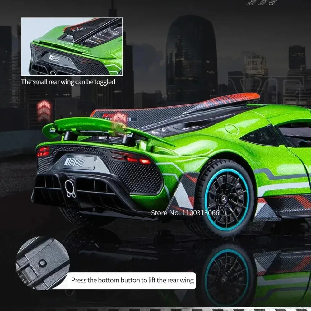 1/24 Scale Alloy Car Model ONE Sports Car Metal Diecast Toy Vehicles Simulation Sound & Light Toy for Children Gift Collectibles