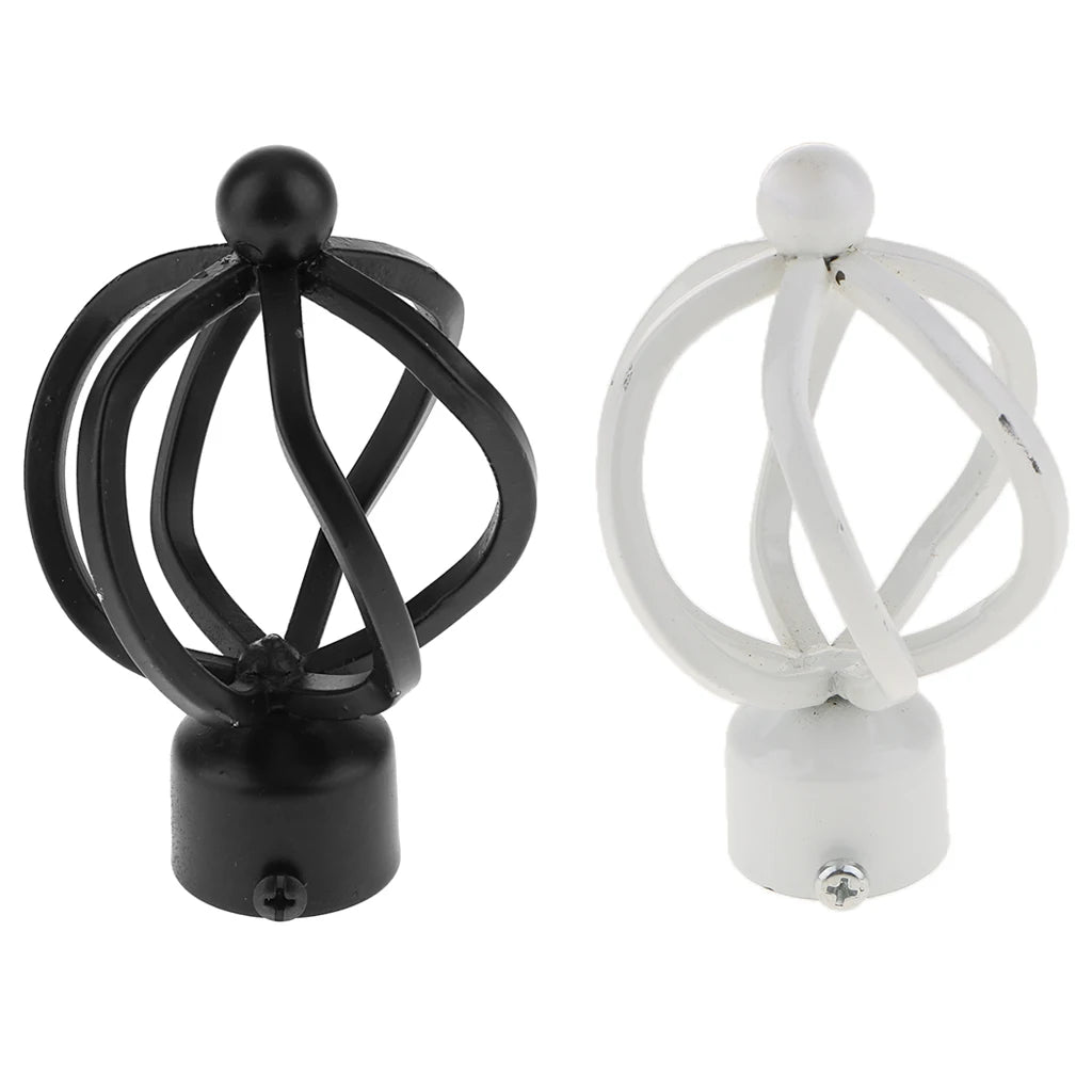 Unique Design 28mm Diameter Curtain Rod End Finial Caps black and white - -White