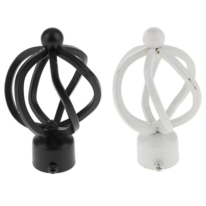 Unique Design 28mm Diameter Curtain Rod End Finial Caps black and white - -White