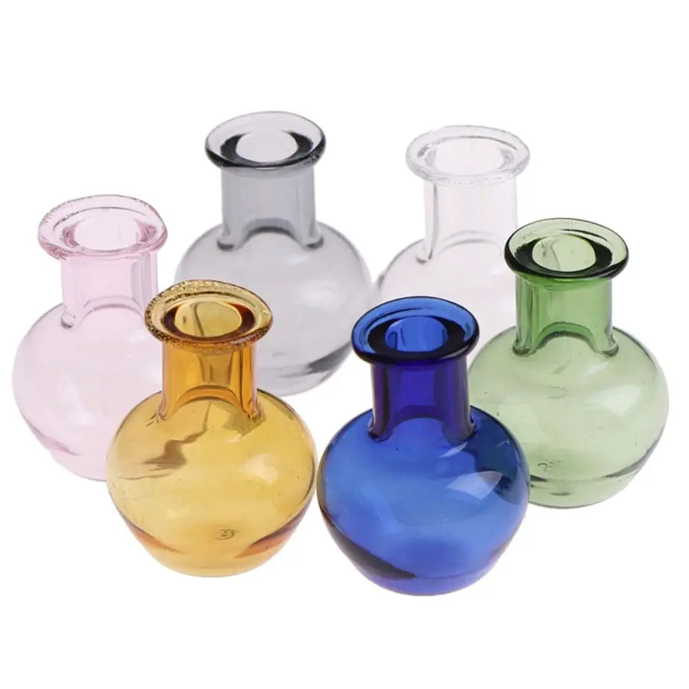 Mini Vase en verre coloré 1:12 2.5cm, fait à la main, Miniatures, décoration de maison de poupée, ornement de cuisine, accessoires de bricolage