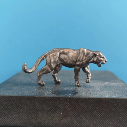 Mini Brass Leopard Ornaments Study Desk Bookcase Decorations Small Animal Sculpture African Money Cheetah Car Interior Decor