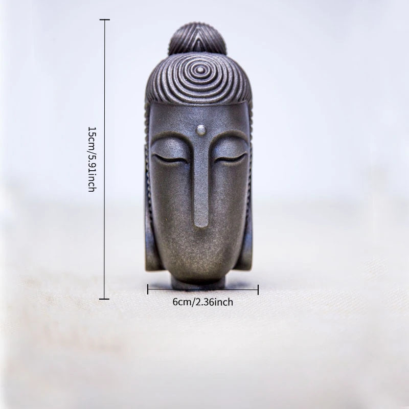 Chinese Zen Formless Buddha Head Ornament Imitation Cast Iron Figurines for Home Decor Desk Accessories Art Figurine Decoration