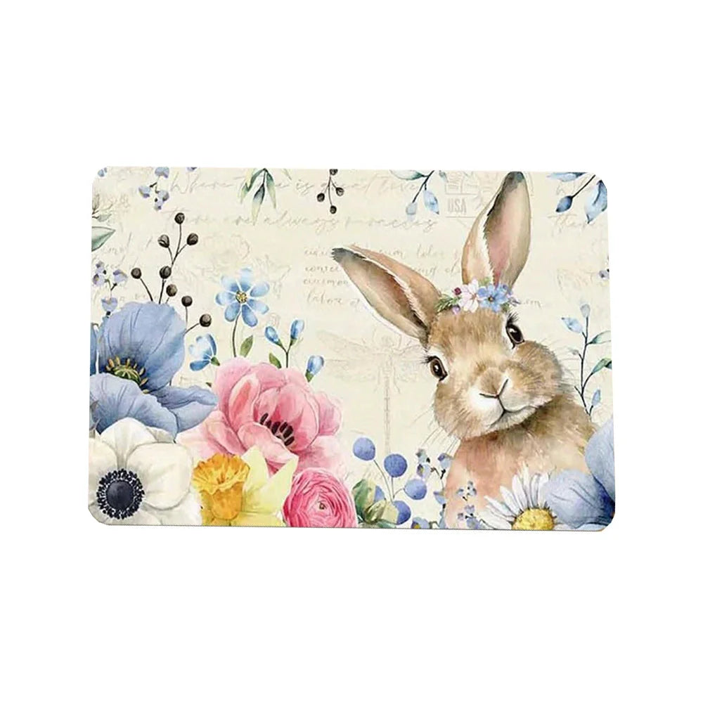 Happy Easter Spring Rabbit Flowers Kitchen Floormats Living Room Balcony Hallway Entrance Rugs Bathroom Toilet Non-slip Door Mat