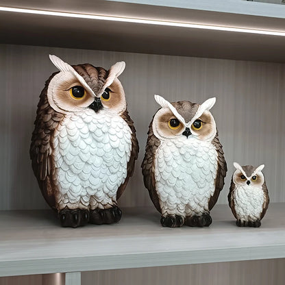 Animal Sculpture Resin Statues Home Decor Modern Ornaments For Home Garden Decoration Living Room Table Desk Crooked Owl Brown