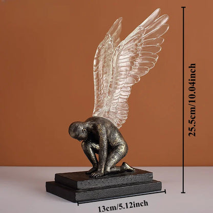 Angel Wings Model Statue Golden Silver Resin Creative Modern Abstract Sculpture Home Decor Living Room Decoration Office Decor