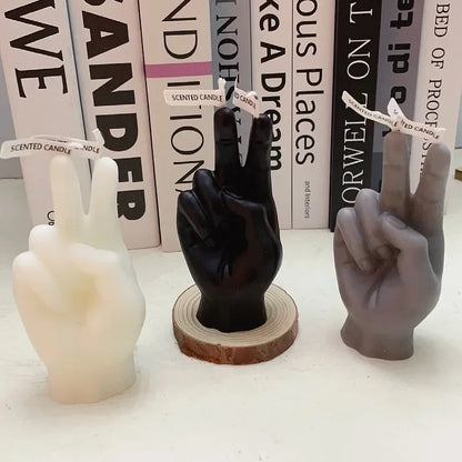 Home decoration ornaments victory gesture finger shaped scented candles funny guest gift candles modern creative birthday gifts
