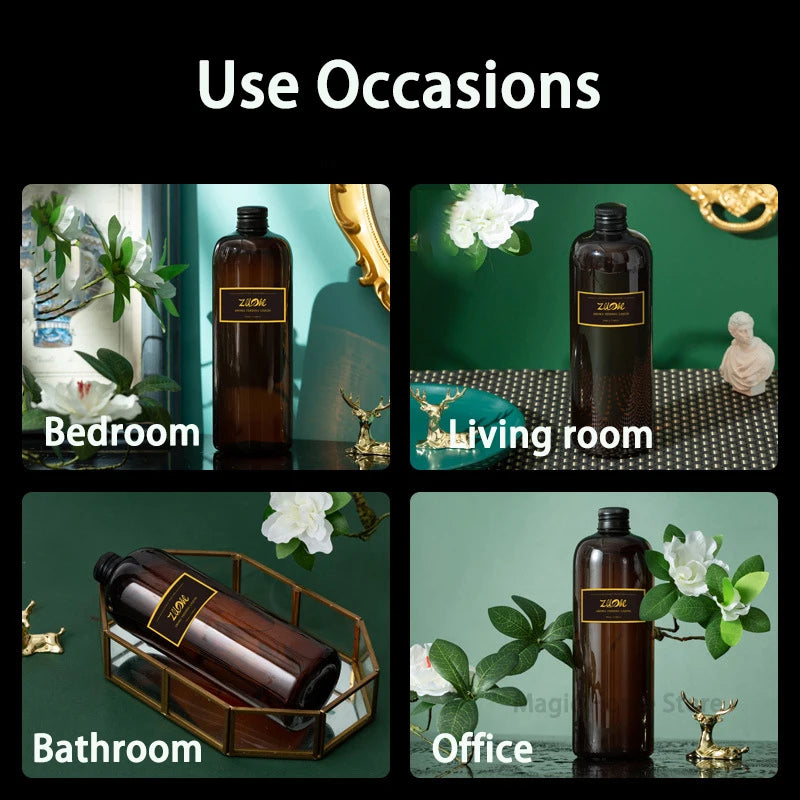 500ml Reed Diffuser Refill with Sticks Hotel Home Fragrance Indoor Perfumes Aromatherapy Diffuser Replacement Essential Oil