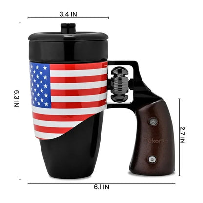 Offee Mugs for Men, Ceramic Novelty Funny Gun Cup Revolver Mugs, Birthday Gifts for Father, Black Cool Unique Coffee Mug for Men