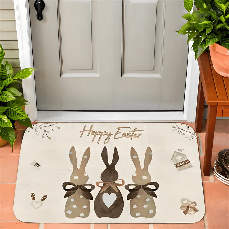 Easter Bunny Welcome Entrance Doormat Home Decoration Living Room Bedroom Kitchen Floormat Balcony Hallway Bathroom Non-slip Mat