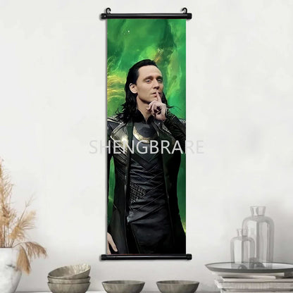 Marvel The Avengers Movie Loki Hanging Scroll Poster Artwork Home Decoration Decor Avengers Wallpaper Canvas Painting Print Gift