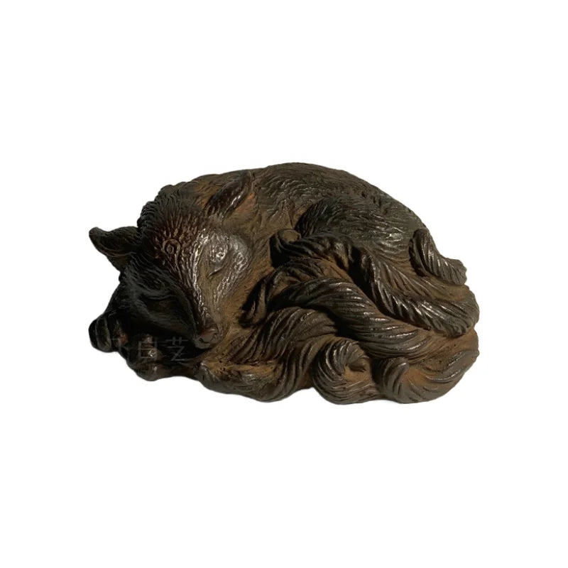 Chinese Retro Nine-tailed Fox Decorative Ornaments Tea Pet Statue Table Decoration and Accessories Art Figurine Decor Sculpture