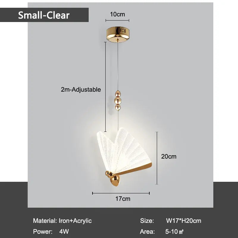 Nordic Butterfly Interior LED Cord Pendant Lights Chandelier Lamps for Bedroom Living Room Suspended Lighting Fixtures Home