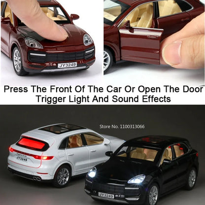 1:32 Scale Cayenne Taycan Toys Model Car Alloy Diecasts Off-road Vehicle Model with Light Sound SUV Car for Child Birthday Gifts