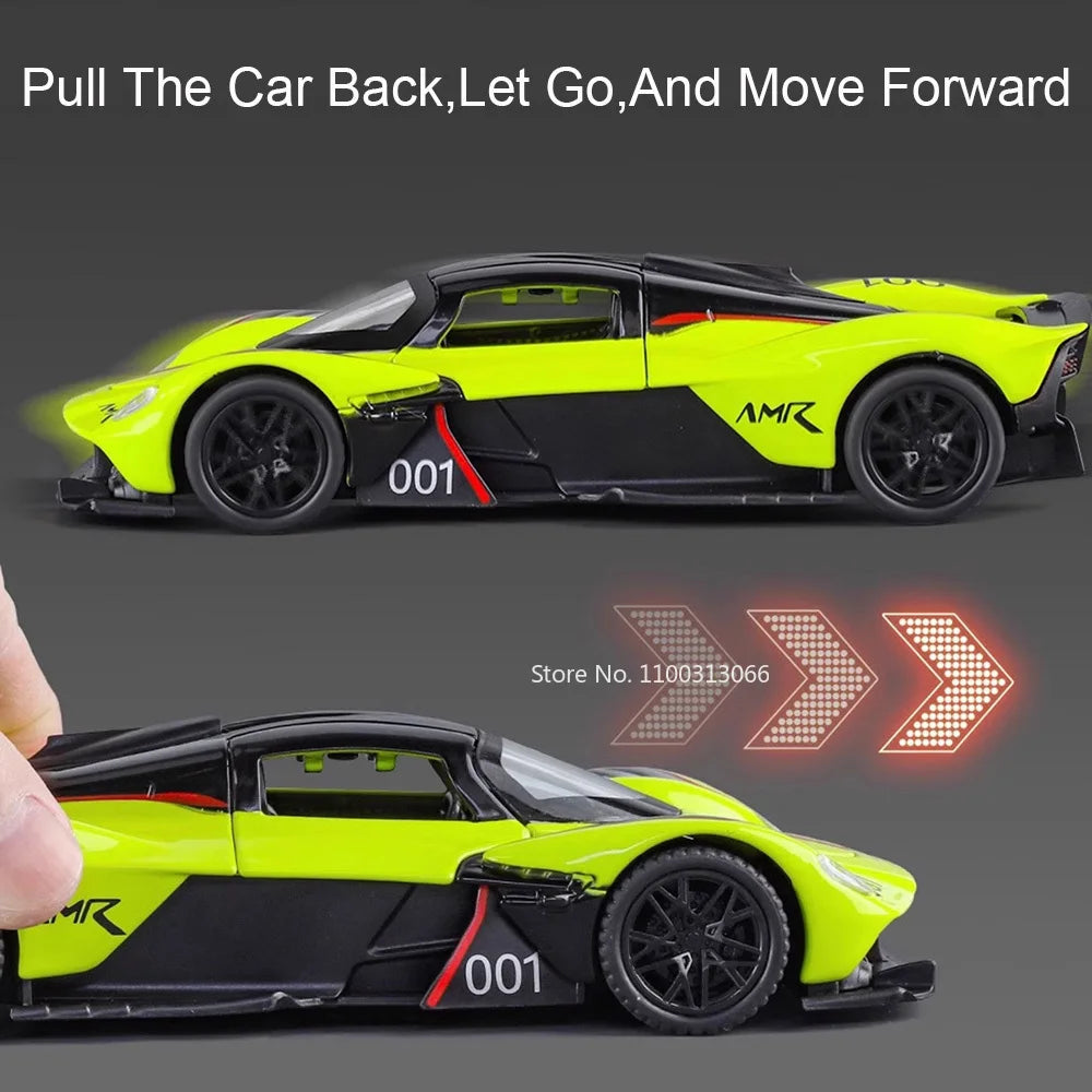 1:32 Alloy Valkyrie Vulcan Toys Models Cars Wheel Pull Back Miniature Car with Light Music Supercar for Boys Collection Gifts