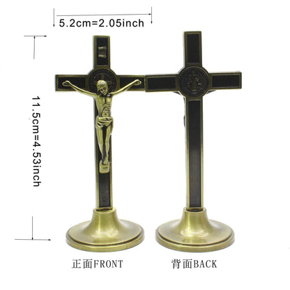 1Pc Cross Crucifix Stand Christ Catholic Jesus Statue Figurine Religious Prayer Church Decoration Car Home Chapel Decor