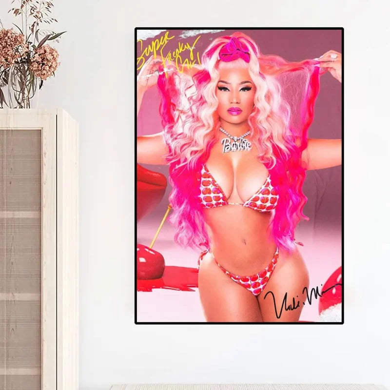 Modern Pink Aesthetics Wall Art Singer Nicki Mina HD Oil On Canvas Posters And Prints Home Bedroom Living Room Decor Gifts