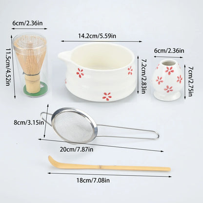 4pcs/set Easy To Clean Matcha Tea Set With Tool Rack, Including Bowl, Whisk, Spoon, Great Gift For Ceremony, Traditional Japanes