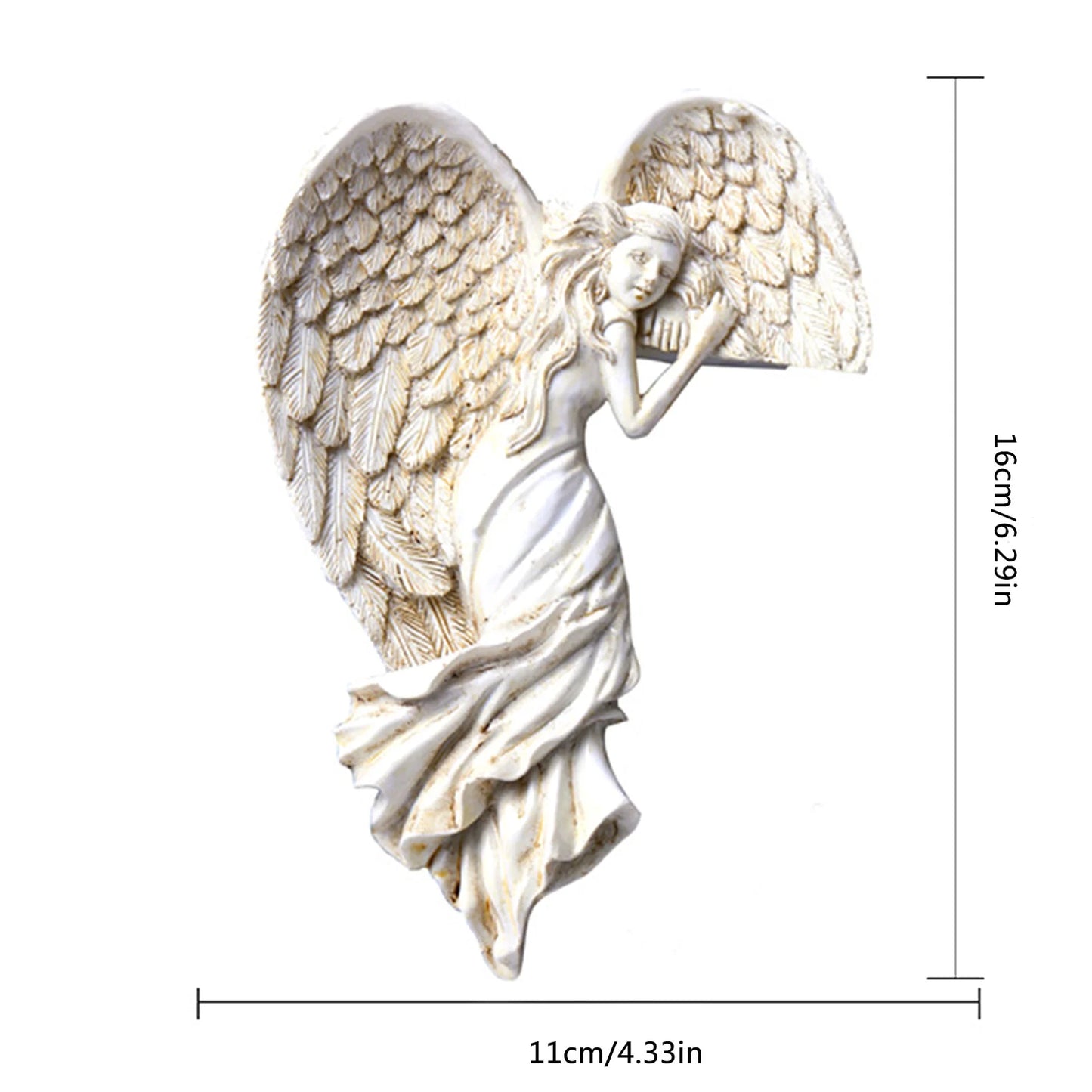 Door Frame Angel Wing Sculpture Simple Angel Ornament with Heart-shaped Wings Decorative Figurines for Home Living Room Bedroom