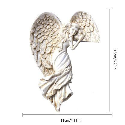 Door Frame Angel Wing Sculpture Simple Angel Ornament with Heart-shaped Wings Decorative Figurines for Home Living Room Bedroom
