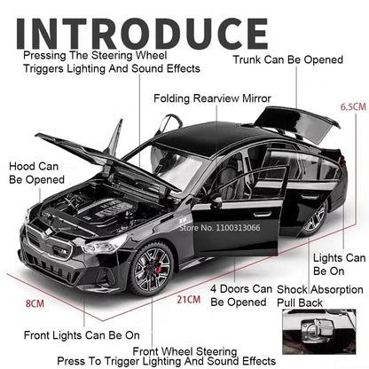 1:24 Scale i5M60 XM Toys Models Cars Alloy Diecast Rubber Tires Miniature Vehicle with Light Sound Car Kids Children's Day Gifts