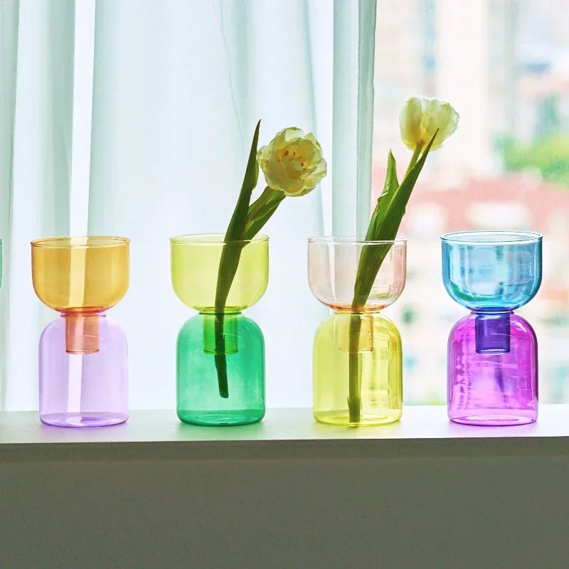 Ensemble de Mini Vases Terrarium, Pot de plantes hydroponiques, Vase en verre, fleurs de mariage, bougeoirs, décor, Vase de bourgeons en verre d'avocat, 2 pièces