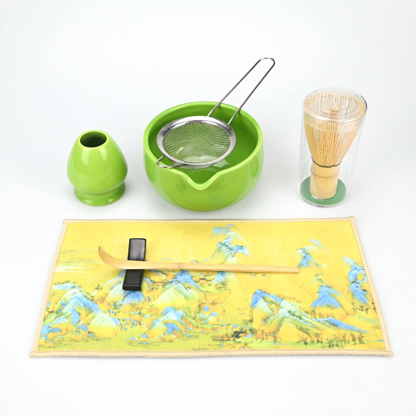 Matcha Tea Set, 7pcs Matcha Whisk Set, Matcha Starter Making Kit, Matcha Green Tea Whisk Set with Scoop, Scoop Rest, Sifter, Whi