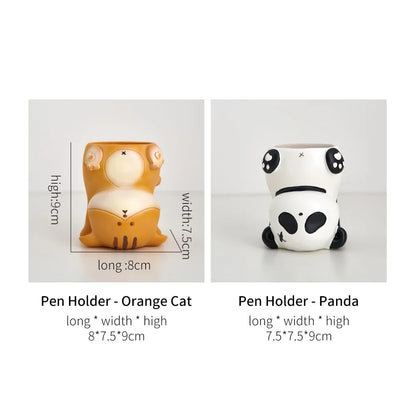 Adorable Home Decoration Inverted Cute Animal Figurines Pen Containers Creative Sculptures and Statues Computer Desk Accessories