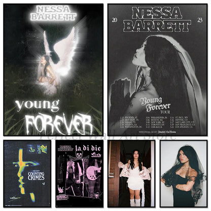 Retro Nessa Barrett Singer Young Forever Tour 2023 Poster Canvas Painting Music Wall Art HD Pictures Room Home Decor Fans Gift