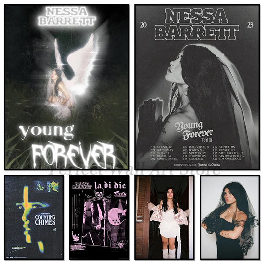 Retro Nessa Barrett Singer Young Forever Tour 2023 Poster Canvas Painting Music Wall Art HD Pictures Room Home Decor Fans Gift