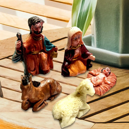 Set of 5 Birth of Jesus Christmas Ornament Catholic Nativity Figurines Set
