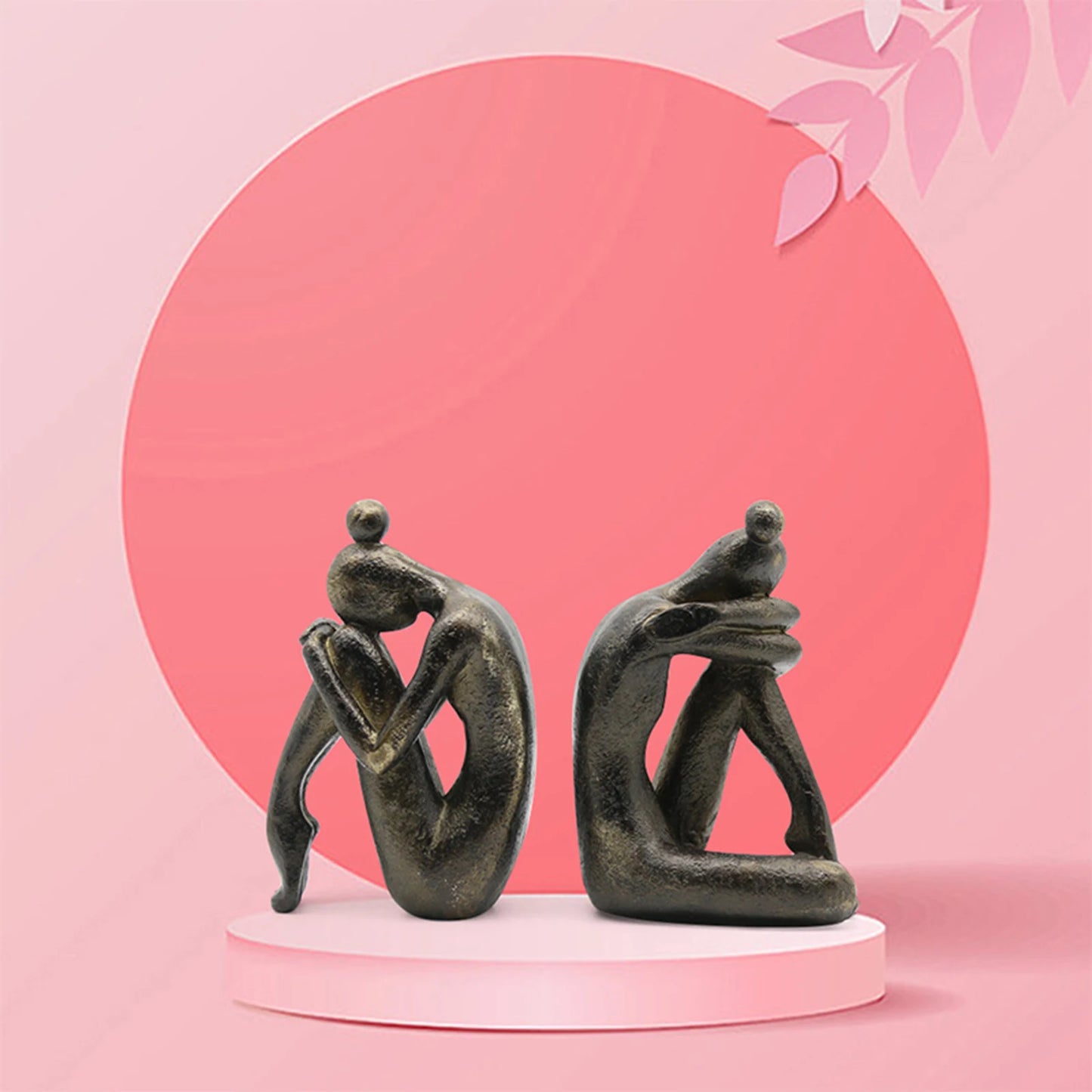 Thinker Bookends Ornament Home Office Modern Table Female Sculpture Book Organizer Support Book Stand Bookshelf Figurine Bookend