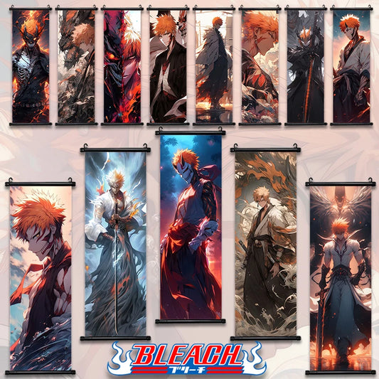 Bleach Anime Decorative Kuchiki Rukia Home Decor Wall Art Kurosaki Ichigo Hitsugaya Toushirou Canvas Hanging Scrolls Poster