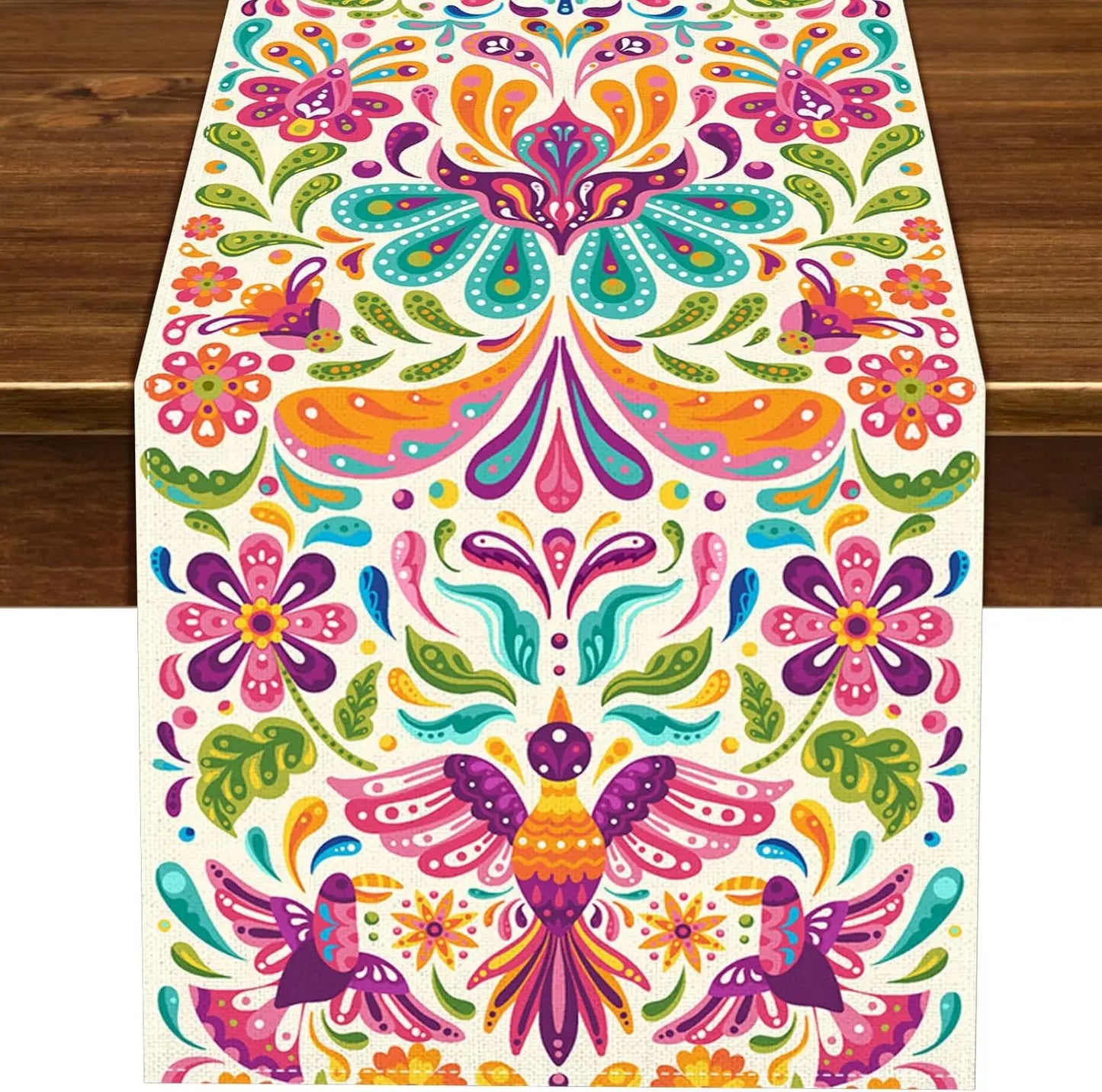 Mexican Day of The Dead  Linen Table Runners Dresser Scarf Mexico Dia De Los Muertos Table Runner for Kitchen Dining Table Decor