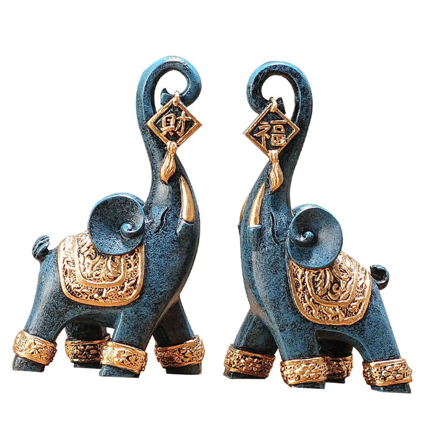 2x Elephant Statues Nordic Style Resin Elephant Figurine Sculpture Collection