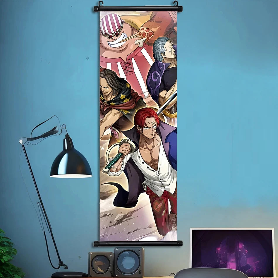 Luffy Hanging Scroll Poster ONE PIECE Anime Cartoon Wall Artwork Canvas Decor Home Decoration Zoro Wallpaper Doflamingo Art Gift