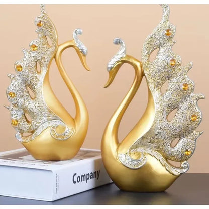 Creative European Couple Swan Home Decor Living Room Entrance TV Cabinet Wine Cabinet Resin Crafts Decoration Gift