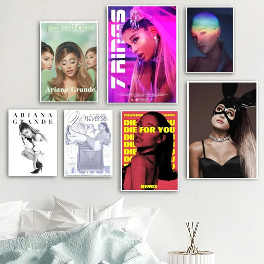 Hot Singer A-Ariana G-Grande Poster Home Room Decor Livingroom Bedroom Aesthetic Art Wall Painting Stickers