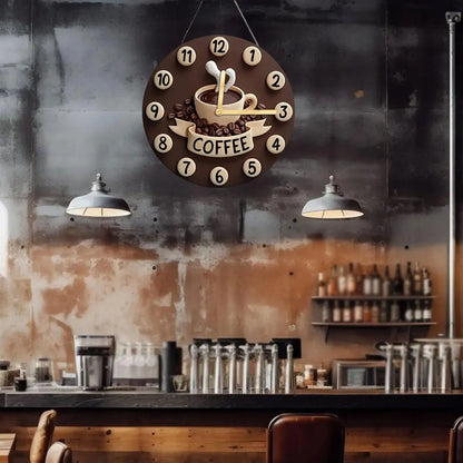 Coffee Cup Clock Hanging Ornament 2D Craft Creative Collection Decorative for