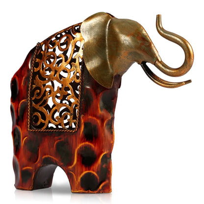 Éléphant d'art en fer sculpté, sculpture animale en métal, Articles d'ameublement, artisanat