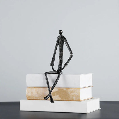 Figurine humaine abstraite en métal, Sculpture pour Table, bibliothèque, décoration de maison de noël, Sculpture de Table à collectionner, décoration